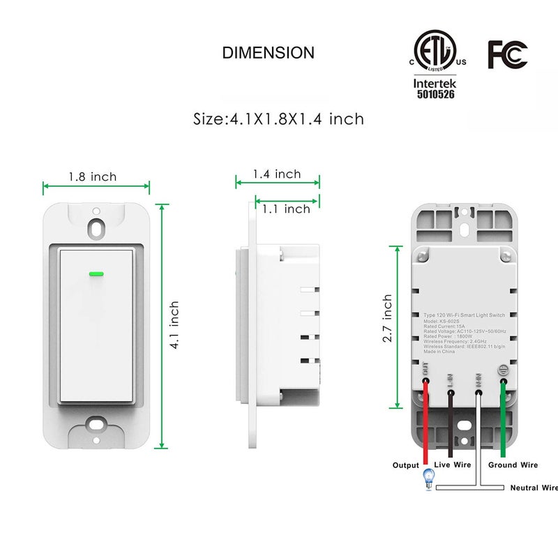 Lesim Smart 3 Gang WiFi Light Switch, 2.4GHz, Compatible with Alexa, Google Home, White, Push Button, Automatically/Smart Switch Operation - Image 5